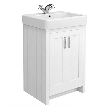 Chatsworth Traditional White Vanity - 560mm Wide with Chrome Handles