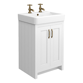 Chatsworth Traditional White Vanity (560mm Wide - 2 Tap Hole)