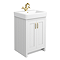 Chatsworth Traditional White Vanity - 560mm Wide with Brushed Brass Handles
