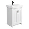 Chatsworth Traditional White Vanity - 560mm Wide with Matt Black Handles