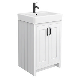 Chatsworth Traditional White Vanity - 560mm Wide with Matt Black HandlesChatsworth Traditional White