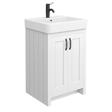 Chatsworth Traditional White Vanity - 560mm Wide with Matt Black Handles  Profile Large Image