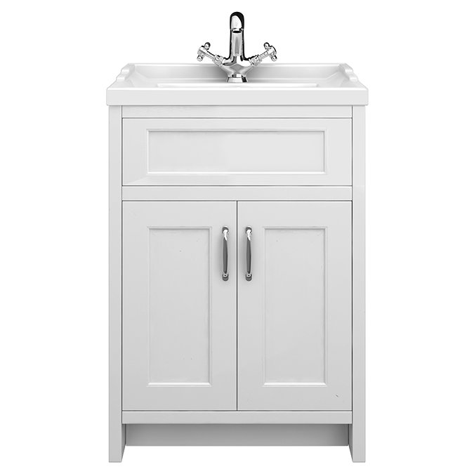 Chatsworth Traditional White Vanity 620mm Wide with Chrome Handles