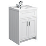 Chatsworth Traditional White Vanity 620mm Wide with Chrome Handles