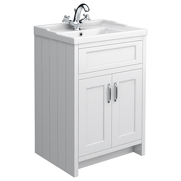 Chatsworth Traditional White Vanity 620mm Wide with Chrome Handles
