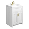 Chatsworth Traditional White Vanity 620mm Wide with Brushed Brass Handles