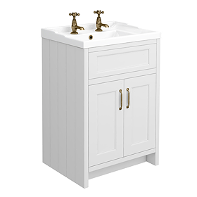 Chatsworth Traditional White Vanity 620mm Wide 2 Tap Hole