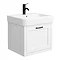 Chatsworth Traditional White Wall Hung Vanity - 560mm Wide with Matt Black Handle Large Image
