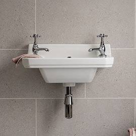 Chatsworth Wall Hung Cloakroom Basin with Upstand (515mm Wide - 2 Tap Hole)