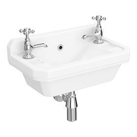Chatsworth Wall Hung Cloakroom Basin with Upstand (515mm Wide - 2 Tap Hole)