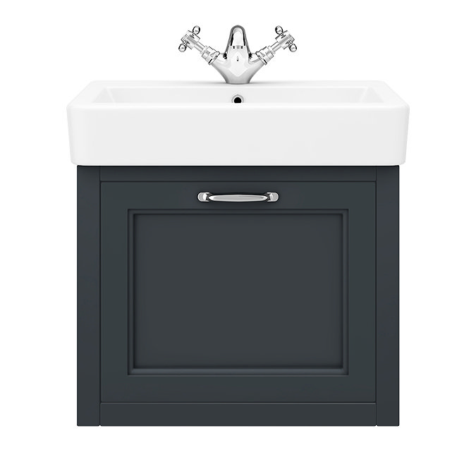 Chatsworth Wall Hung Graphite Vanity with Chrome Handle & Low Level Toilet Profile Large Image