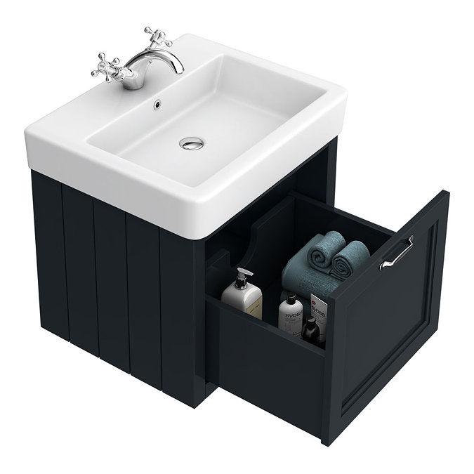 Chatsworth Wall Hung Graphite Vanity with Chrome Handle & Low Level Toilet Feature Large Image