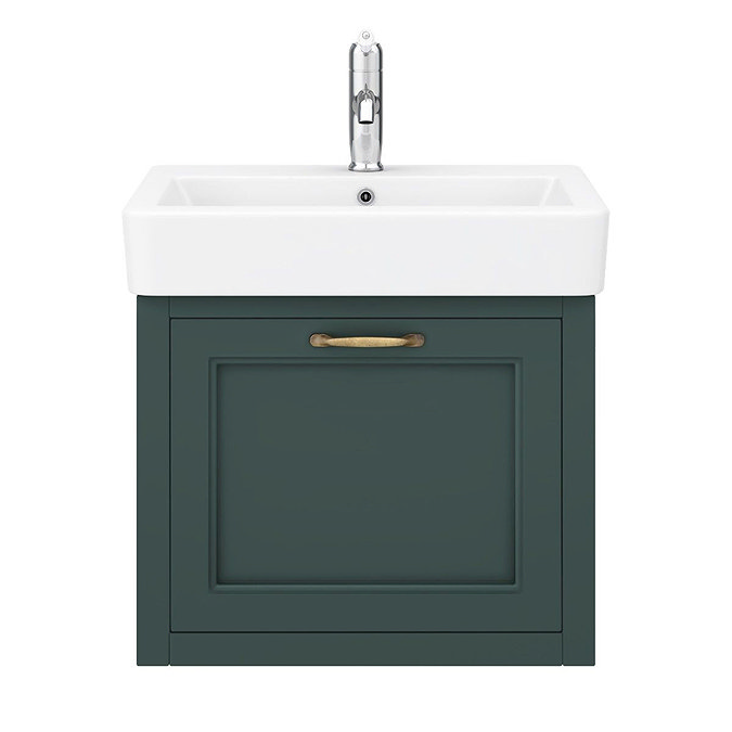 Chatsworth Wall Hung Green Vanity with Brass Handle & Low Level Toilet  Profile Large Image