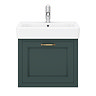 Chatsworth Wall Hung Green Vanity with Brass Handle & Low Level Toilet  Profile Large Image
