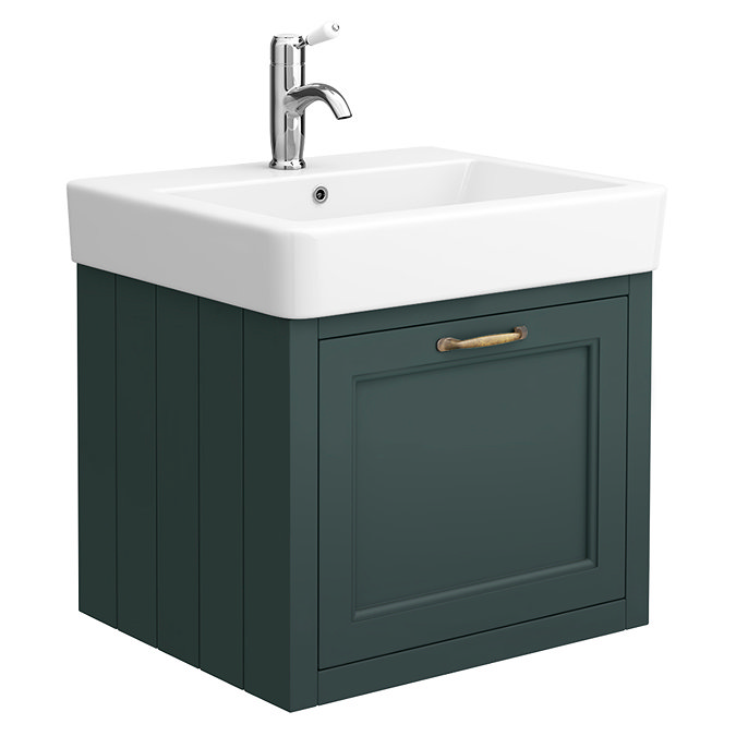 Chatsworth Wall Hung Green Vanity with Brass Handle & Low Level Toilet  Feature Large Image