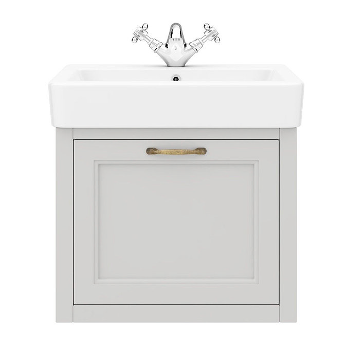 Chatsworth Wall Hung Grey Vanity with Brass Handle & Low Level Toilet  Profile Large Image