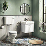 Chatsworth Wall Hung White Vanity with Matt Black Handle & Low Level Toile Large Image