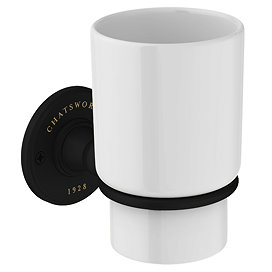 Chatsworth 1928 Wall Mounted Ceramic Toothbrush Holder - Matt Black