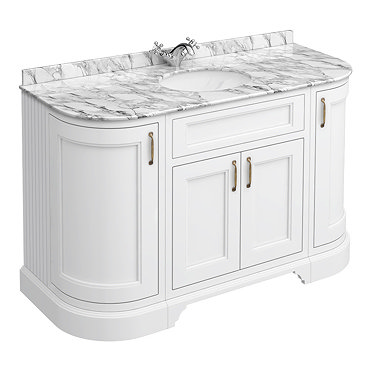 Chatsworth White 1335mm Curved Vanity Unit with White Marble Basin Top  Profile Large Image