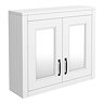 Chatsworth White 2-Door Mirror Cabinet - 690mm Wide with Matt Black Handles  Standard Large Image