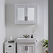 Chatsworth White 2-Door Mirror Cabinet - 690mm Wide with Matt Black Handles