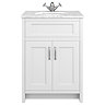Chatsworth White 610mm Vanity with White Marble Basin Top with Chrome Handles