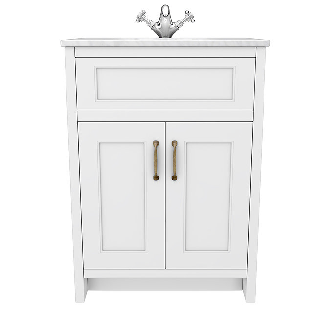 Chatsworth White 610mm Vanity with White Marble Basin Top  Standard Large Image