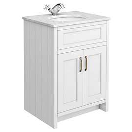 Chatsworth White 610mm Vanity with White Marble Basin Top Large Image