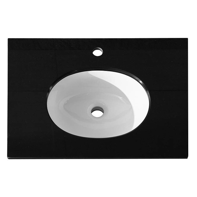 Chatsworth White 610mm Vanity with Black Marble Basin Top  Profile Large Image