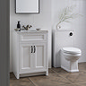 Chatsworth White 610mm Vanity with White Marble Basin Top + Matt Black Handles