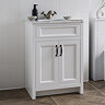 Chatsworth White 610mm Vanity with White Marble Basin Top + Matt Black Handles