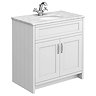 Chatsworth White 810mm Vanity with White Marble Basin Top with Chrome Handles