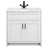 Chatsworth White 810mm Vanity with White Marble Basin Top with Matt Black Handles