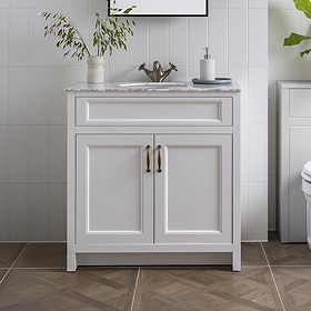 Chatsworth White 810mm Vanity with White Marble Basin Top