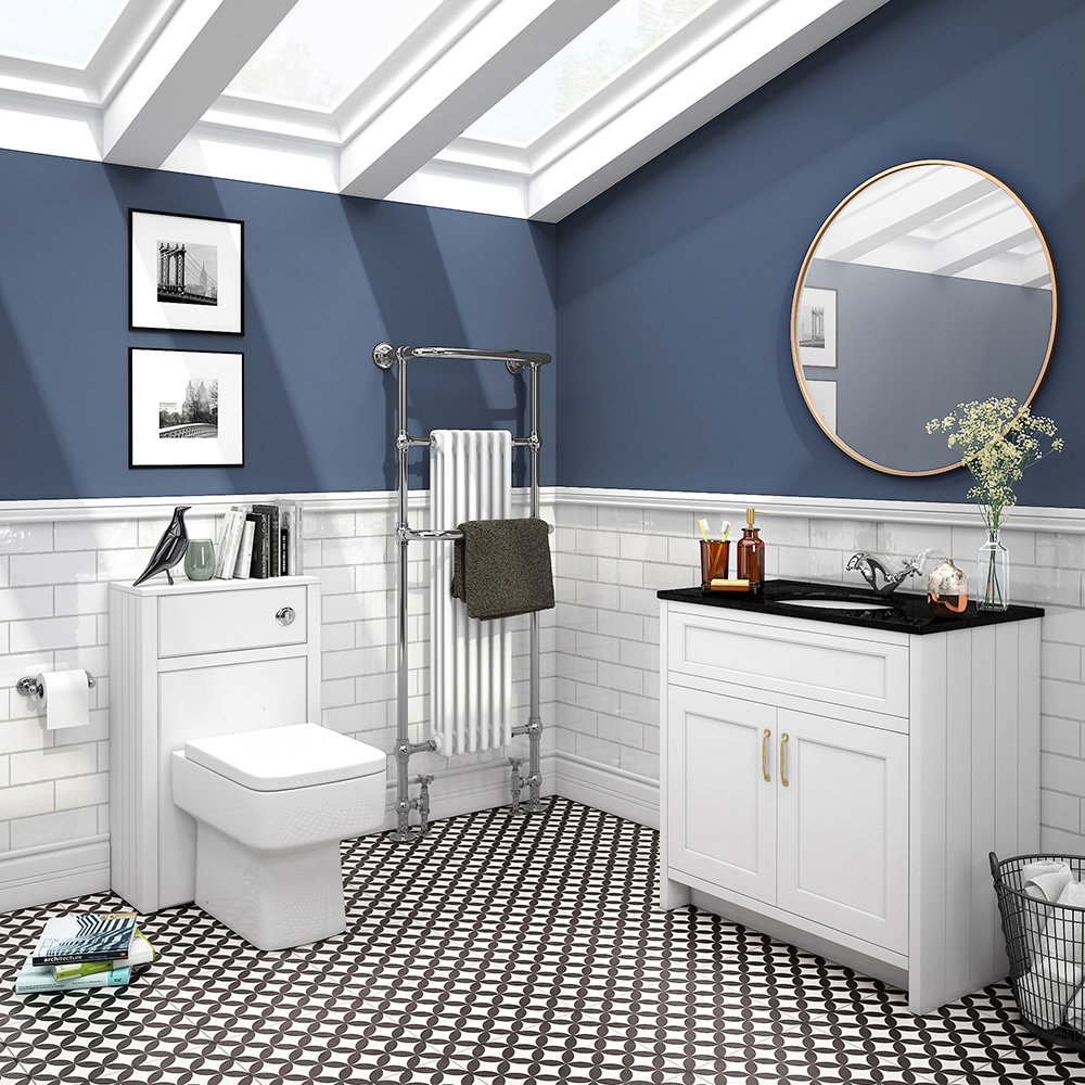 Chatsworth White 810mm Vanity with Marble Basin Top