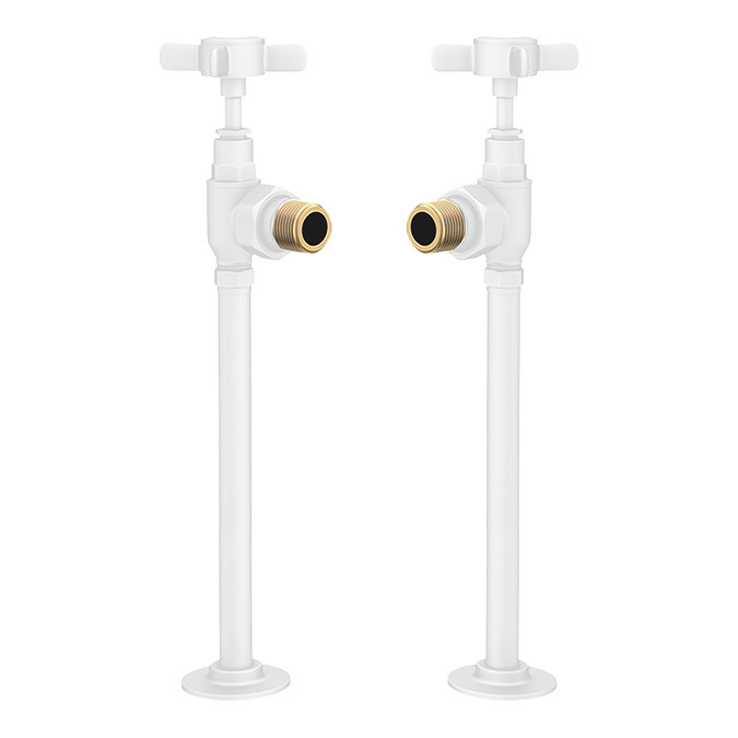 Chatsworth Traditional Angled Radiator Valves and Pipe Set - White