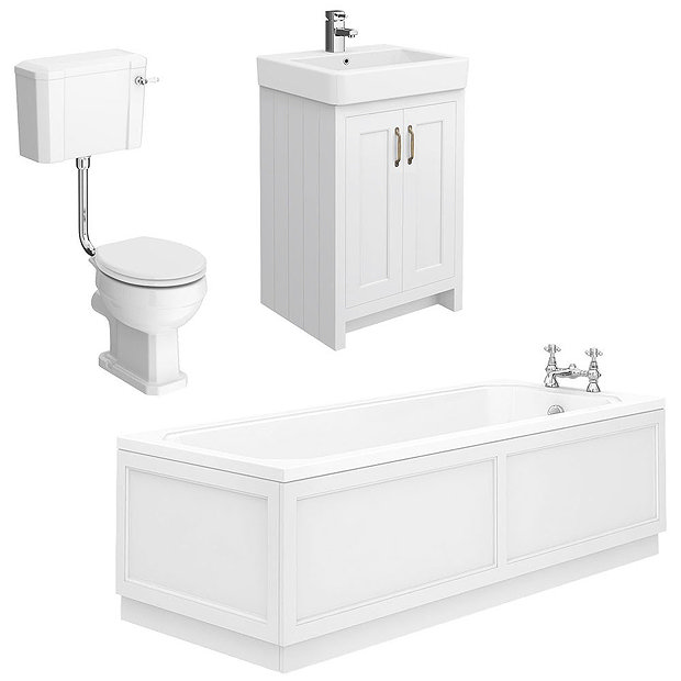 Chatsworth White Bathroom Suite Inc. 1700 x 700 Bath with Panels  Newest Large Image
