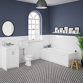 Chatsworth White Bathroom Suite Inc. 1700 x 700 Bath with Panels Medium Image