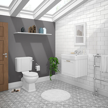 Chatsworth White Cloakroom Suite (Wall Hung Vanity Unit + Close Coupled Toilet)  Feature Large Image