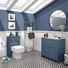 Chatsworth White Marble 810mm Traditional Blue Vanity Unit + Toilet Package Medium Image