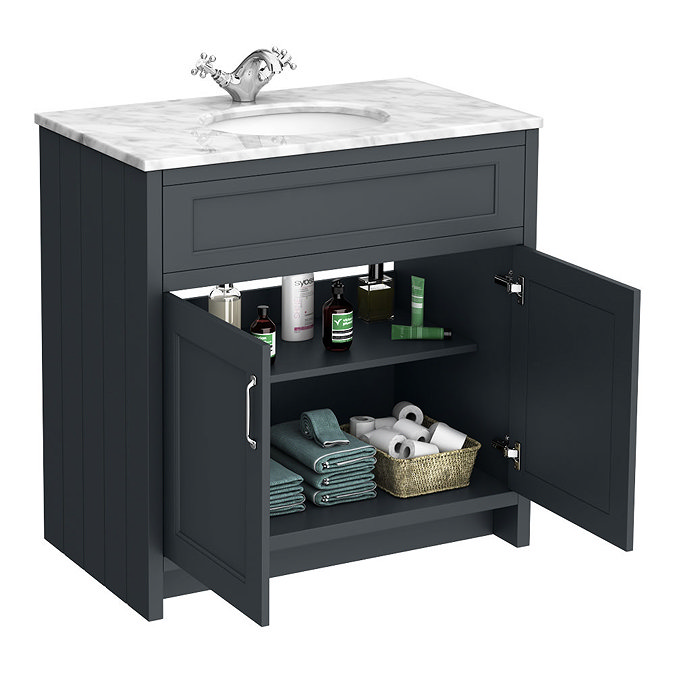 Chatsworth White Marble 810mm Traditional Graphite Vanity Unit + Toilet Package  additional Large Im