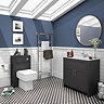 Chatsworth White Marble 810mm Traditional Graphite Vanity Unit + Toilet Package Large Image