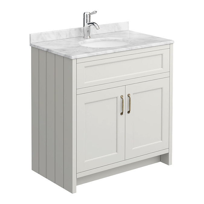 Chatsworth White Marble 810mm Traditional Grey Vanity Unit + Toilet Package  Newest Large Image