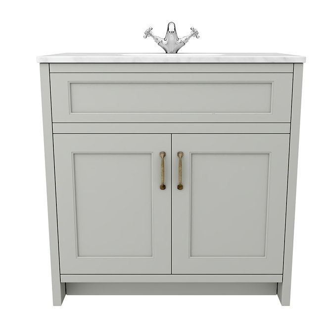 Chatsworth White Marble 810mm Traditional Grey Vanity Unit + Toilet Package  additional Large Image