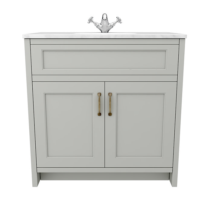 Chatsworth White Marble 810mm Traditional Grey Vanity Unit + Toilet Package additional Large Image