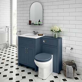 Chatsworth White Marble Traditional Blue Vanity Unit + Toilet Package Medium Image