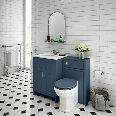 Chatsworth White Marble Traditional Blue Vanity Unit + Toilet Package  Standard Large Image