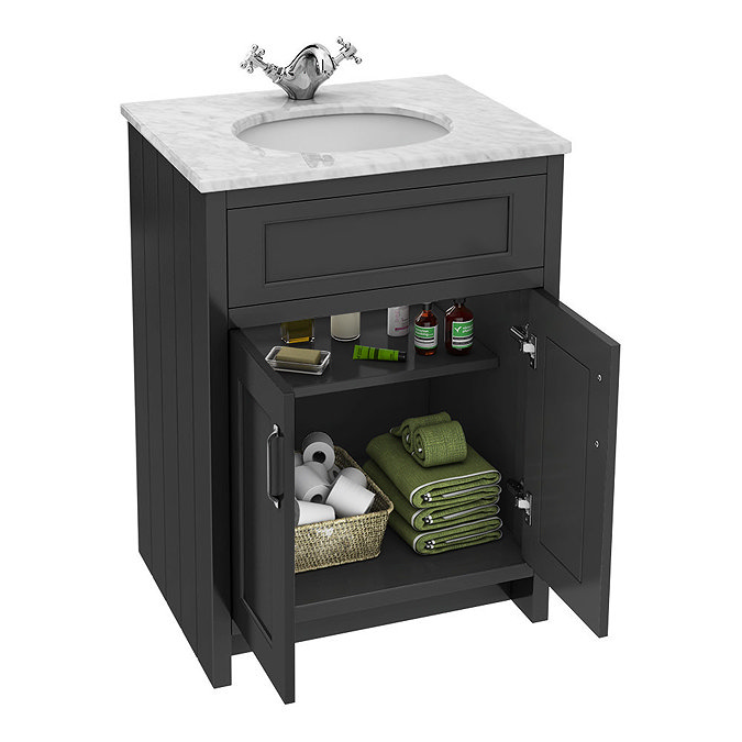 Chatsworth White Marble Traditional Graphite Vanity Unit + Toilet Package  Profile Large Image