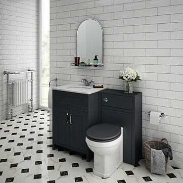 Chatsworth White Marble Traditional Graphite Vanity Unit + Toilet Package  Profile Large Image