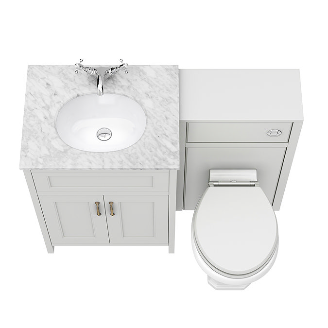 Chatsworth White Marble Traditional Grey Vanity Unit + Toilet Package  Newest Large Image